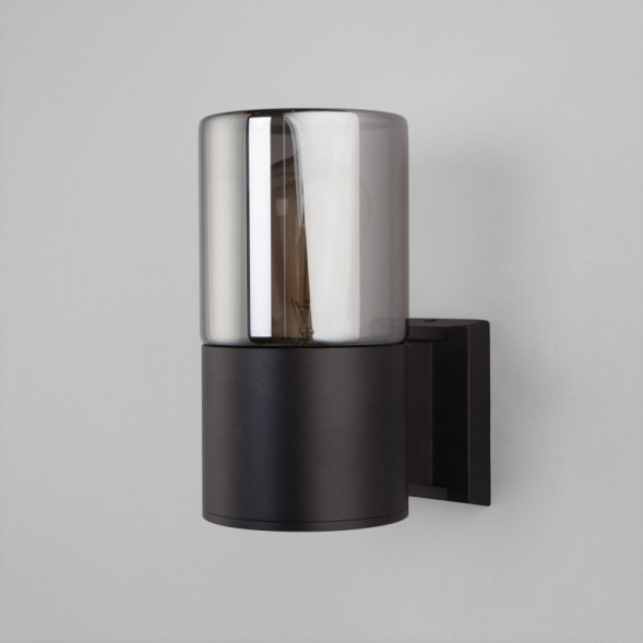 Уличный настенный светильник Elektrostandard Roil (35125/U) чёрный/дымчатый плафон