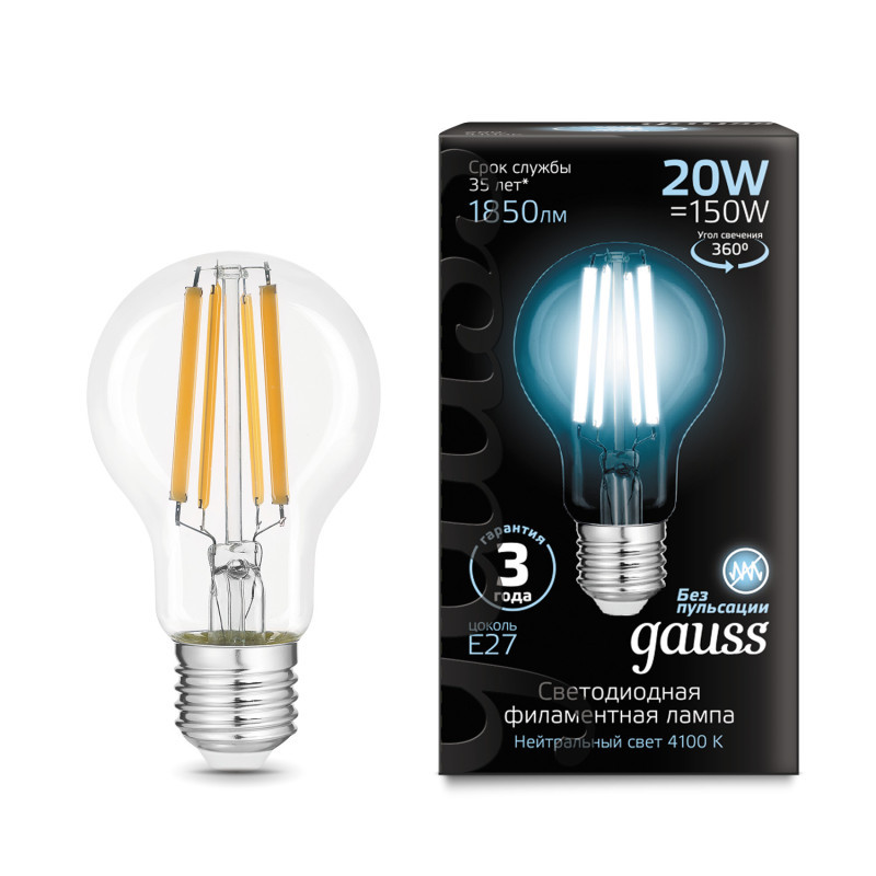 Светодиодная лампа Gauss 102902220 20W 220V 1850lm E27 белый (дневной)