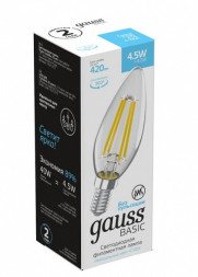 Светодиодная лампа Gauss 1031215 4.5W 220V 420lm E14 белый (дневной)