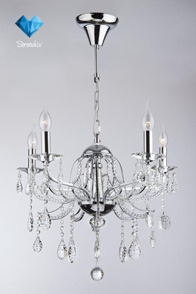 Подвесная люстра Eurosvet FRANCES 10047/5 хром/прозрачный хрусталь Strotskis