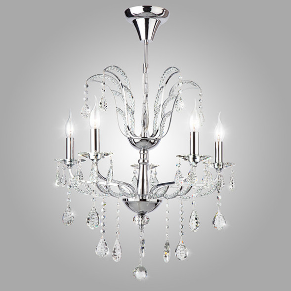 Подвесная люстра Eurosvet FRANCES 10047/5 хром/прозрачный хрусталь Strotskis