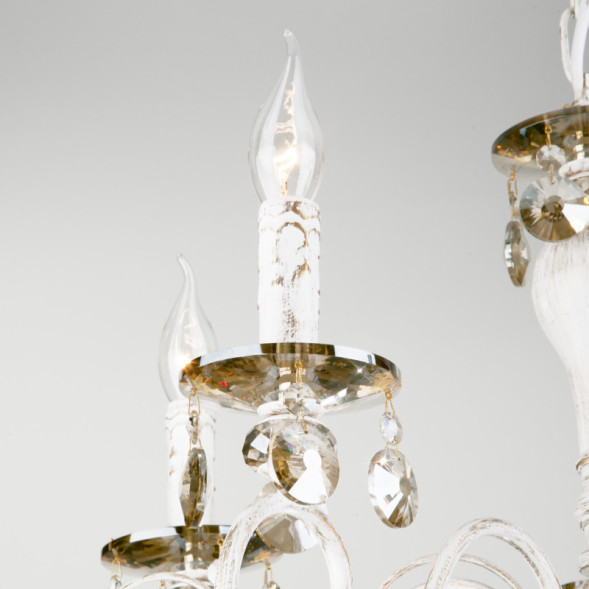 Подвесная люстра Eurosvet RAVENNA 10104/5 белый с золотом/тонированный хрусталь Strotskis