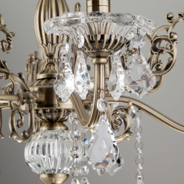 Подвесная люстра Eurosvet Elisha 3281/5 античная бронза/прозрачный хрусталь Strotsk