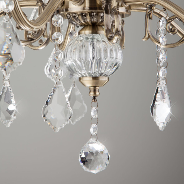 Подвесная люстра Eurosvet Elisha 3281/5 античная бронза/прозрачный хрусталь Strotsk