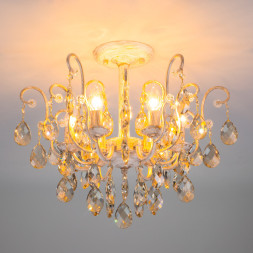Люстра на штанге Eurosvet Rosita 10022/6 белый с золотом/ тонированный хрусталь Strotskis