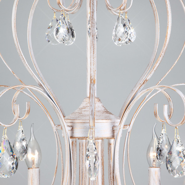 Подвесная люстра Eurosvet ALDA 3305/8 белый с золотом/прозрачный хрусталь Strotsk