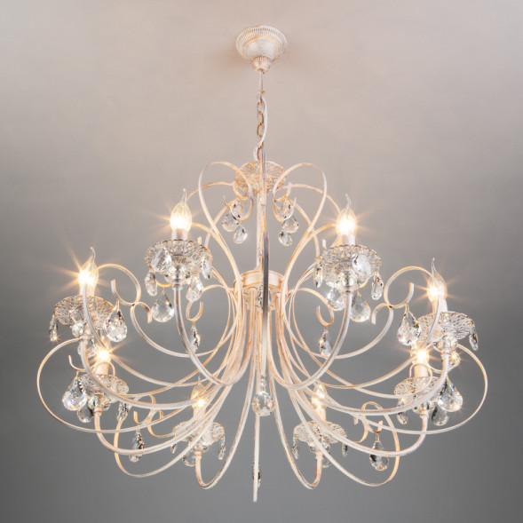 Подвесная люстра Eurosvet ALDA 3305/8 белый с золотом/прозрачный хрусталь Strotsk