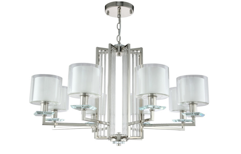Подвесная люстра Crystal Lux NICOLAS NICOLAS SP-PL8 NICKEL/WHITE