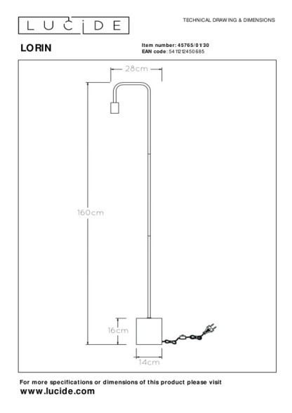 Торшер LUCIDE Lorin 45765/01/30