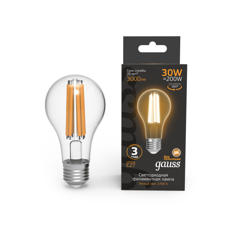 Светодиодная лампа Gauss 102902130 30W 220V 3000lm E27 белый (теплый)