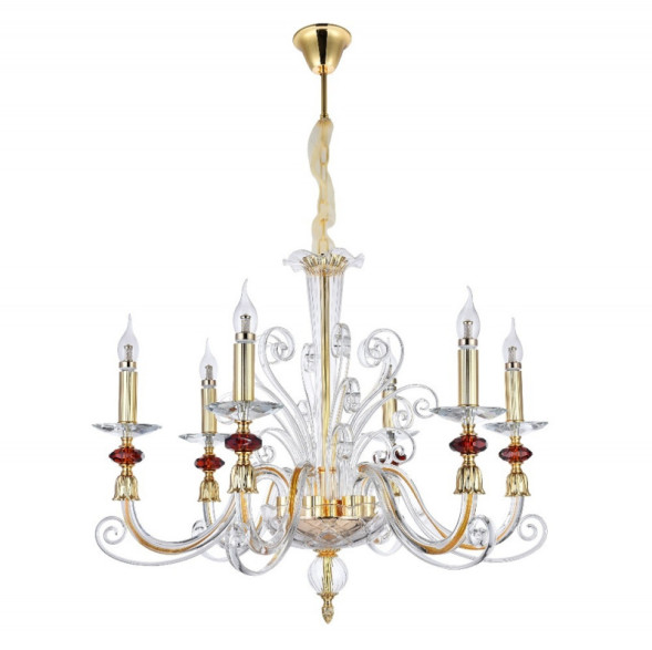 Подвесная люстра Crystal Lux Catarina CATARINA SP6 GOLD/TRANSPARENT-COGNAC