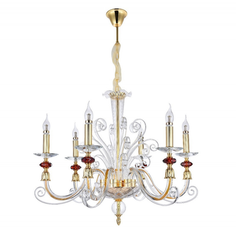 Подвесная люстра Crystal Lux Catarina CATARINA SP6 GOLD/TRANSPARENT-COGNAC