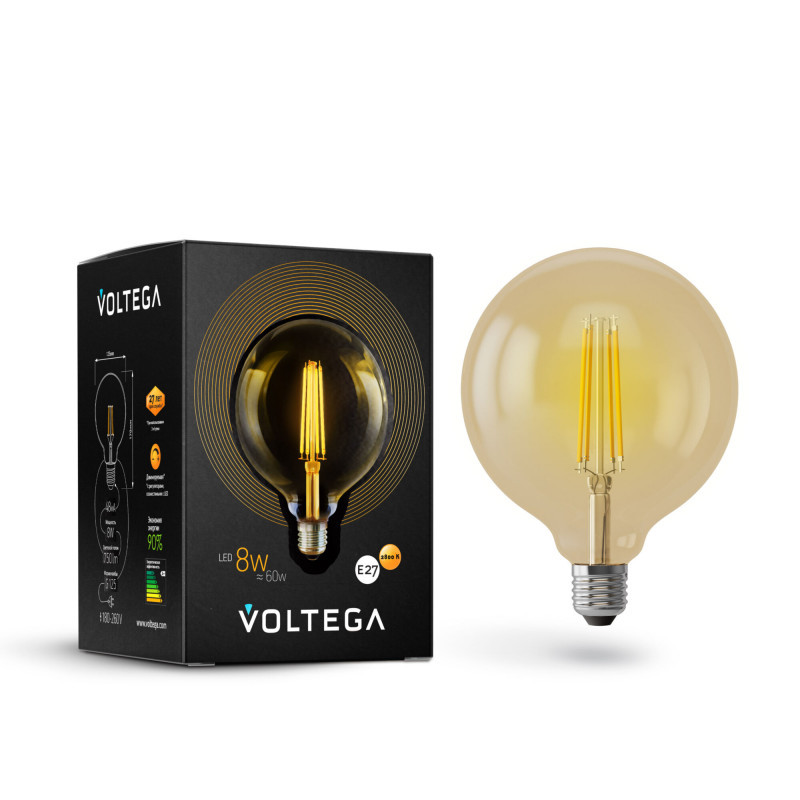 Светодиодная лампа Voltega GLOBE 6838 8W 220V 600lm E27 белый (теплый)