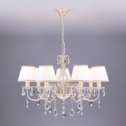 Подвесная люстра Eurosvet Amelia 3637/7 белый с золотом/прозрачный хрусталь Strotsk