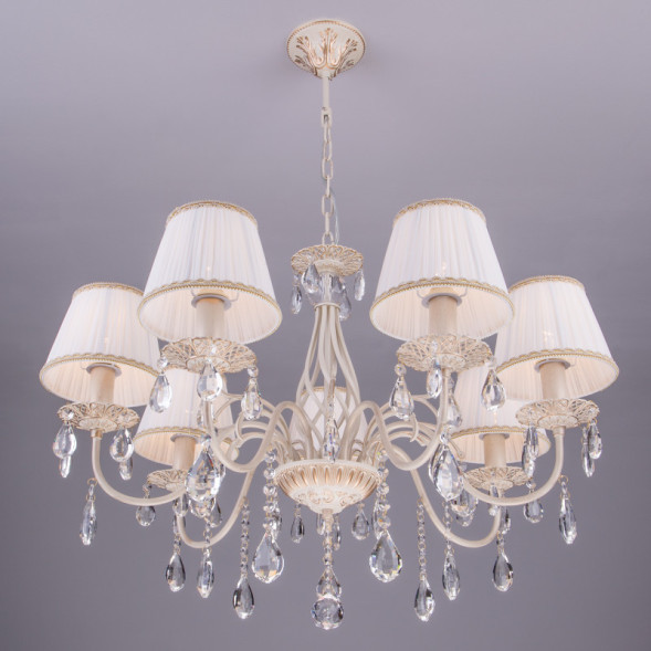 Подвесная люстра Eurosvet Amelia 3637/7 белый с золотом/прозрачный хрусталь Strotsk