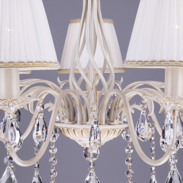 Подвесная люстра Eurosvet Amelia 3637/7 белый с золотом/прозрачный хрусталь Strotsk