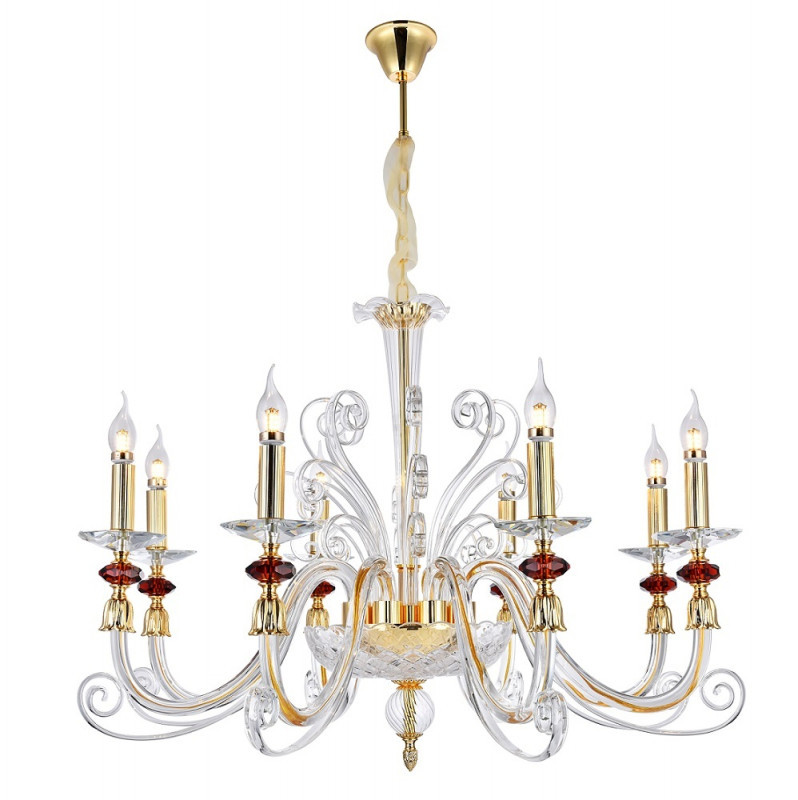 Подвесная люстра Crystal Lux Catarina CATARINA SP8 GOLD/TRANSPARENT-COGNAC