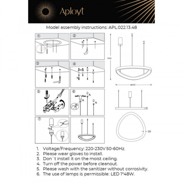 Подвесная люстра APLOYT APL.022.13.48 Zula