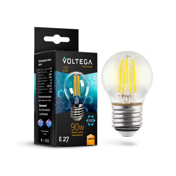 Светодиодная лампа Voltega GlobeGraphene 7138 7W 220V 800lm E27 белый (теплый)