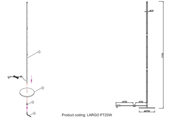 Торшер Crystal Lux Largo LARGO PT25W GOLD