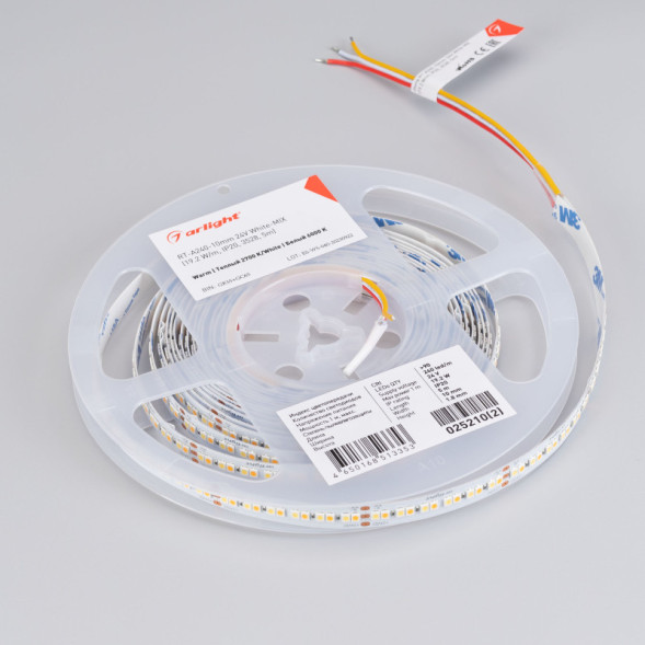 Лента Arlight RT-A240-10mm 3528 025210(2) 96W 24V 3600lm MIX (теплый+холодный) IP20
