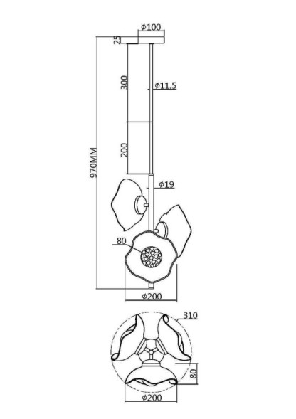 Люстра на штанге Maytoni MIRACLE MOD207PL-03BS