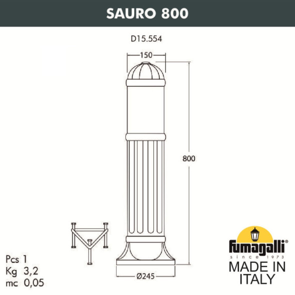 Садово-парковый светильник Fumagalli D15.554.000.VXF1R.FRA SAURO
