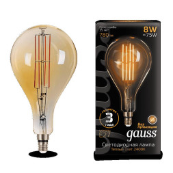 Светодиодная лампа Gauss Filament Vintage 149802008 8W 220V 780lm E27 белый (теплый)