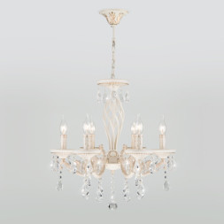 Подвесная люстра Eurosvet Lia 3585/6 белый/прозрачный хрусталь Strotskis