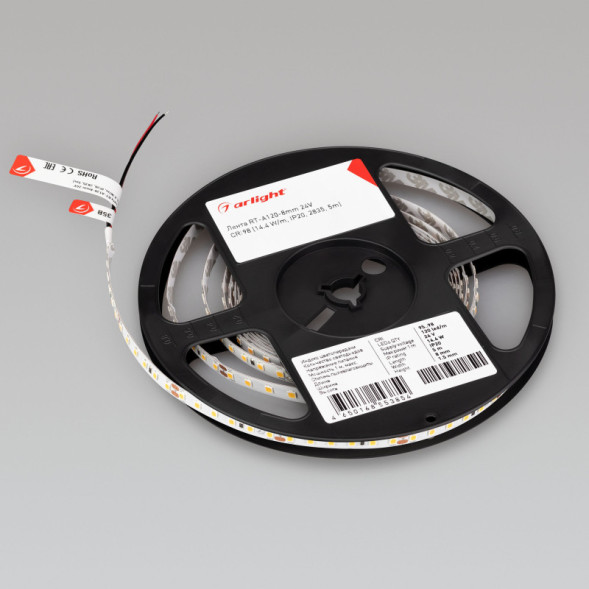 Лента Arlight RT-A120-8mm 2835 021410(2) 72W 24V 6000lm белый (дневной) IP20