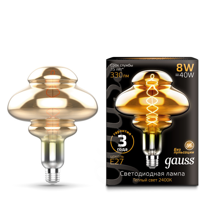 Светодиодная лампа Gauss Filament Vintage 162802008 8W 220V 330lm E27 белый (теплый)