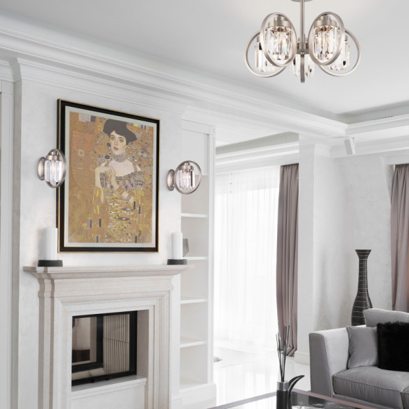 Бра Eurosvet 10128/1 сатин-никель/прозрачный хрусталь Strotskis Loraine