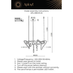 Подвесная люстра APLOYT APL.066.03.45 Malgorzata