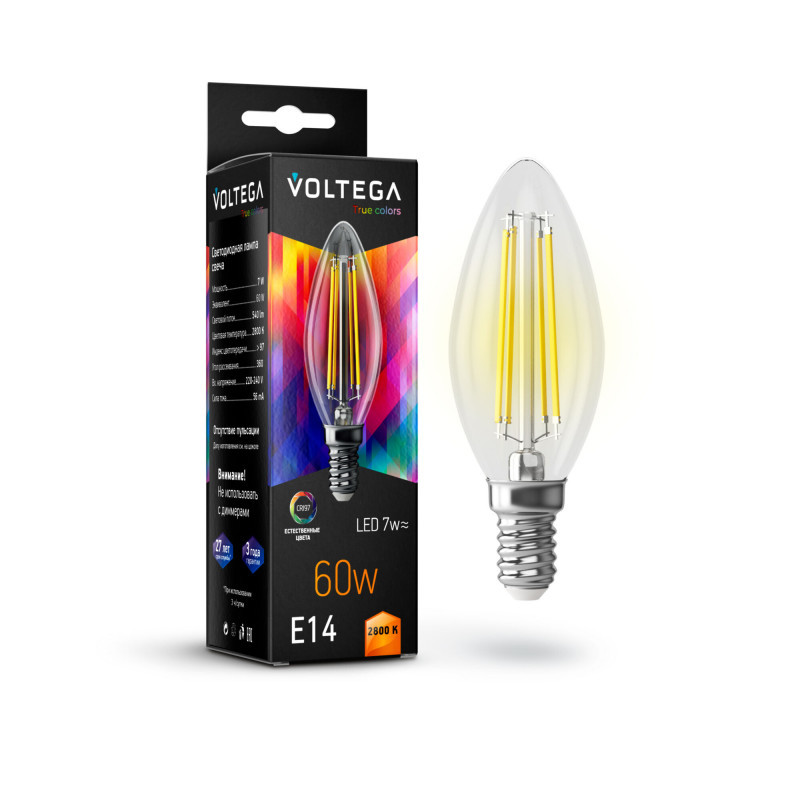 Светодиодная лампа Voltega Cangle High CRI 7152 7W 220V 540lm E14 белый (теплый)