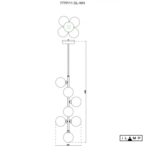 Люстра на штанге iLamp GOLDEN 777P/11 GL-WH