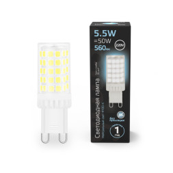 Светодиодная лампа Gauss 107009206 5.5W 220V 560lm G9 белый (дневной)