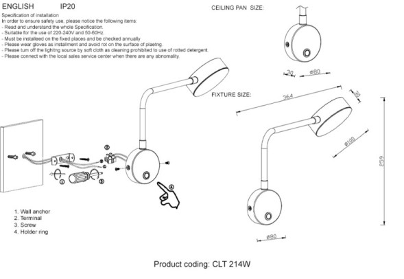 Бра Crystal Lux CLT 214 CLT 214W BL
