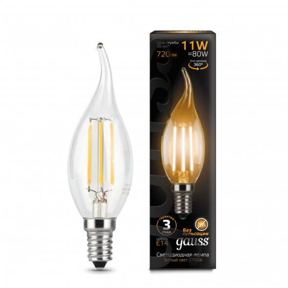 Светодиодная лампа Gauss Filament 104801111 11W 220V 720lm E14 белый (теплый)