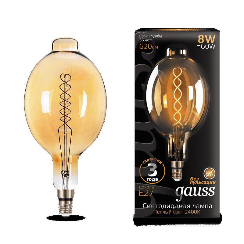 Светодиодная лампа Gauss Filament Vintage 152802008 8W 220V 620lm E27 белый (теплый)