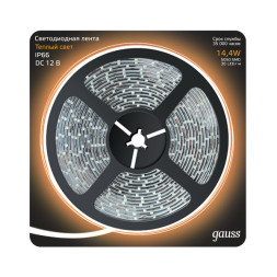 Лента Gauss Black 311000114 72W 12V 520lm белый (теплый) IP66