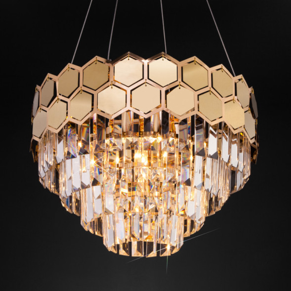 Каскадная люстра Eurosvet Ariana 10124/5 золото/прозрачный хрусталь Strotskis Smart