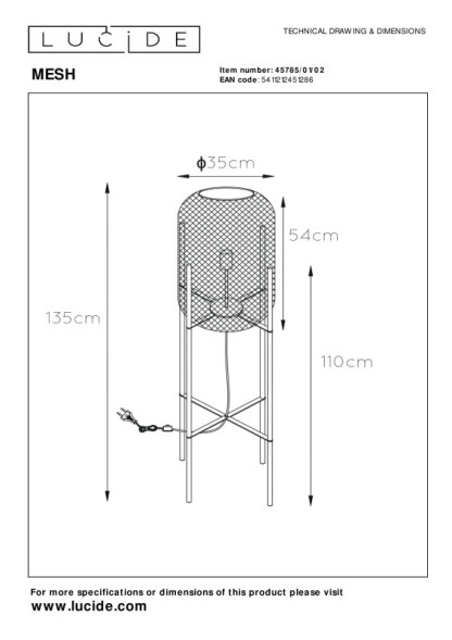 Торшер LUCIDE MESH 45785/01/02