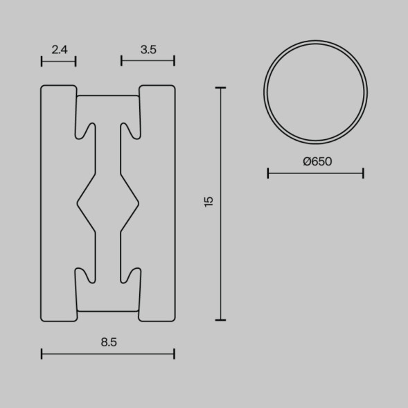 Накладной магнитный шинопровод Maytoni Technical Magnetic trаck system Flarity черный TRX154-R-D650-B