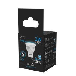 Светодиодная лампа Gauss 132517303 3W 220V 300lm GU4 белый (холодный)