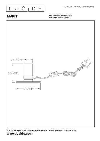 Настольная лампа LUCIDE MARIT 45576/01/02