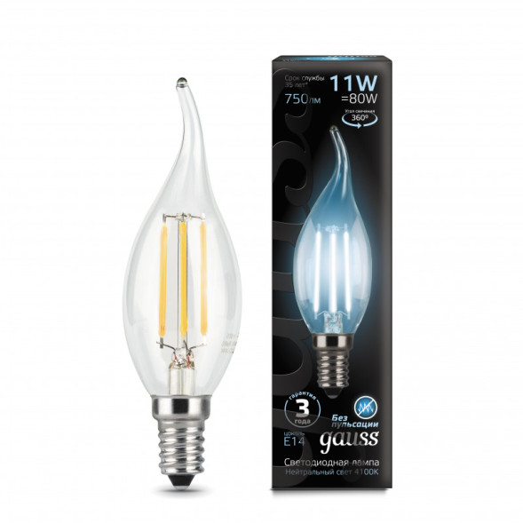 Светодиодная лампа Gauss Filament 104801211 11W 220V 750lm E14 белый (теплый)