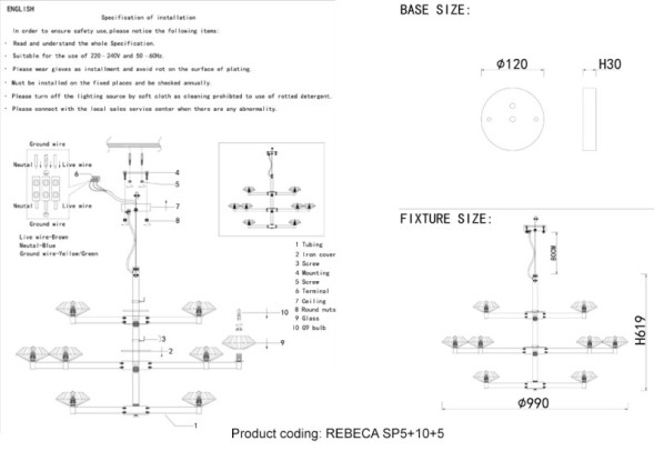 Подвесная люстра Crystal Lux Rebeca REBECA SP5+10+5 GOLD
