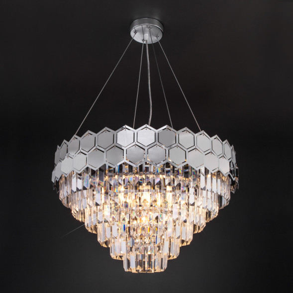 Каскадная люстра Eurosvet Ariana 10124/8 хром/прозрачный хрусталь Strotskis Smart (