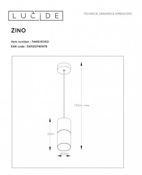 Подвесной светильник LUCIDE ZINO 74410/01/02