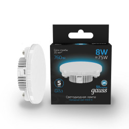 Светодиодная лампа Gauss 108008308 8W 220V 760lm GX53 белый (холодный)